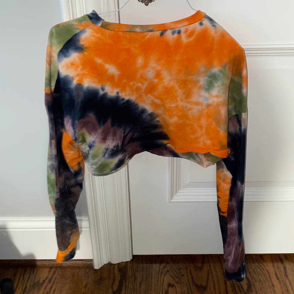 Shein Size Large Tie Dye Cropped Long Sleeve Top/Shirt